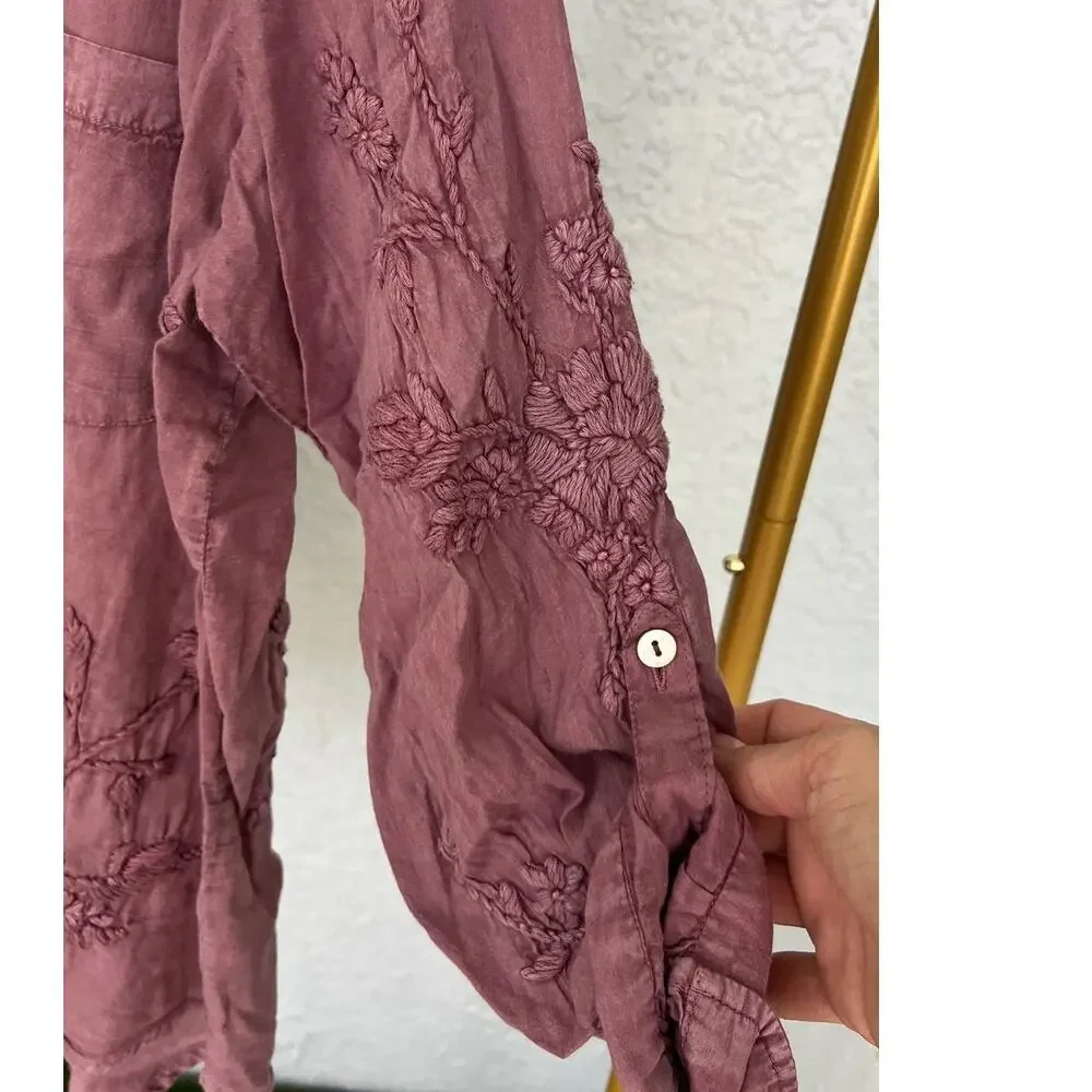 NWT Anthropology by Kyla Seo Jo Buttons Up Cotton Embroidered Shirt Size Small - Picture 7 of 12